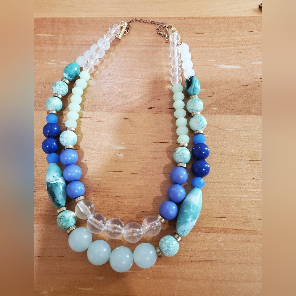 Blue synthetic necklace